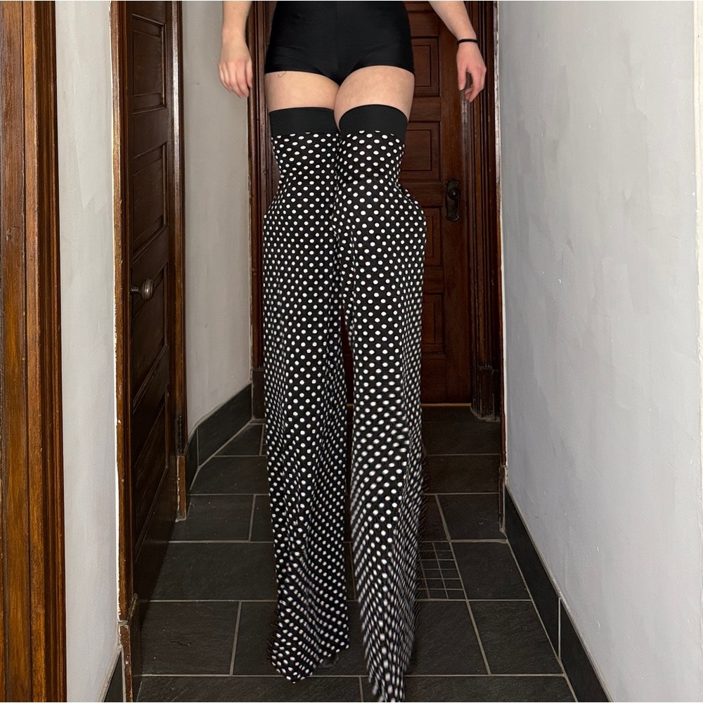 Handmade Stilt Covers Stilt Walking Pants Polka Dot Black & White 2ft 3ft Circus